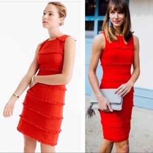 J. Crew Sheath Orange Fringe Tweet Dress Size 2
